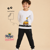 Pilolo Kids Soft Cotton Lycra Pocket Full Sleeve T-Shirt for Boys