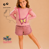 Pilolo Kids Soft Cotton Lycra Pocket Full Sleeve T-Shirt for Girls