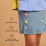 Silly Buttons A Line Skirt Ice Wash