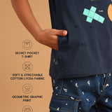 3D Cuboid Navy T-Shirt