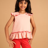 Soft Pink Ruffle Peplum