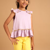 Lilac Bloom Ruffle Peplum