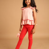 Soft Pink Ruffle Peplum