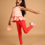 Soft Pink Ruffle Peplum