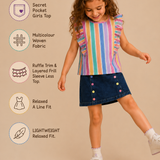 Pilolo Kids Soft Woven Pocket Top for Girls