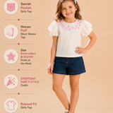 Pilolo Kids Soft Woven Pocket Top for Girls