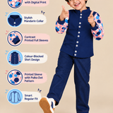 Pilolo Kids Dotted Printed Pocket Woven Shirt for Boys