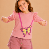 Pilolo Kids Soft Cotton Lycra Pocket Full Sleeve T-Shirt for Girls