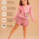 Pilolo Kids Soft Cotton Lycra Pocket Full Sleeve T-Shirt for Girls