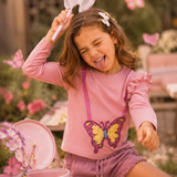 Pilolo Kids Soft Cotton Lycra Pocket Full Sleeve T-Shirt for Girls