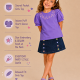 Pilolo Kids Soft Woven Pocket Top for Girls