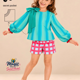 Pilolo Kids Soft Woven Pocket Top for Girls