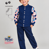 Pilolo Kids Dotted Printed Pocket Woven Shirt for Boys